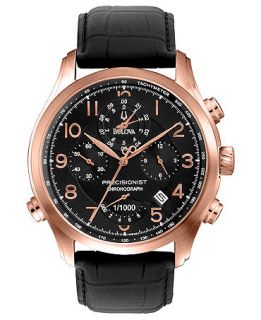 Bulova Mens Chronograph Precisionist Black Leather Strap Watch 47mm 97B122   Watches   Jewelry & Watches