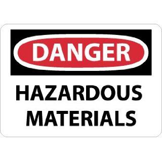 NMC D164AB OSHA Sign, Legend "DANGER   HAZARDOUS MATERIALS", 14" Length x 10" Height, 0.040 Aluminum, Black/Red on White Industrial Warning Signs
