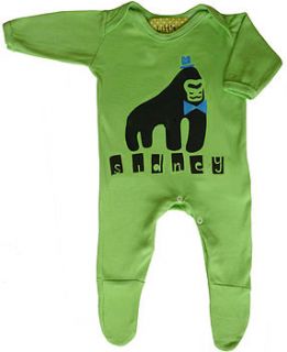 personalised hand printed gorilla babygrow by little dandies