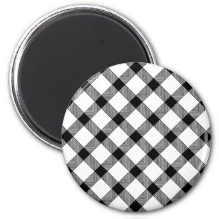 Black Gingham Checkered Plaid Pattern Refrigerator Magnets