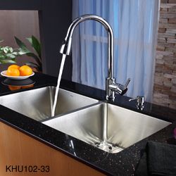 Kraus Stainless Steel Undermount Kitchen Sink, Chrome Faucet/ Dispenser Kraus Kitchen Sinks