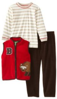 Watch Me Grow by Sesame Street Boys 2 7 3 Piece Stripped Bear Vest with Pullover and Pant, Red, 2T Pants Clothing Sets Clothing