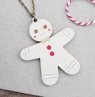 wooden gingerbread man necklace by ginger pickle