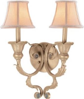 Crystorama Lighting 6802 CM Wall Sconce with Ivory Shades, Champagne    