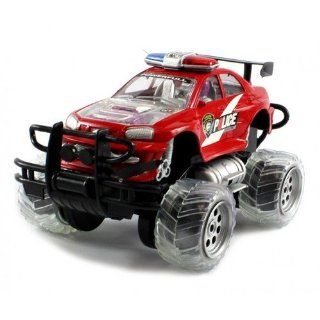 Electric Police Racer Truck 4WD Drive Clear Light Up Wheels RTR RC Car Remote Control Toys & Games