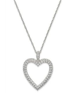 Diamond Necklace, 10k White Gold Diamond Baguette Swirl Heart Pendant (1/2 ct. t.w)   Necklaces   Jewelry & Watches