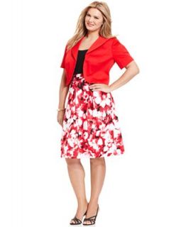 Le Bos Plus Size Dress and Jacket, Sleeveless Floral Print   Dresses   Plus Sizes