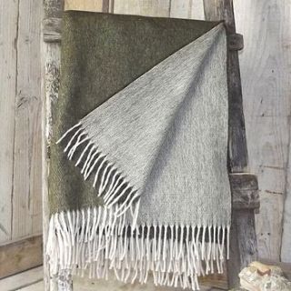 'tobacco/beige' reversible lambswool throw by rustic country crafts