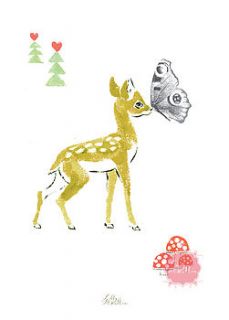 deer kisses butterfly print by libby mcmullin