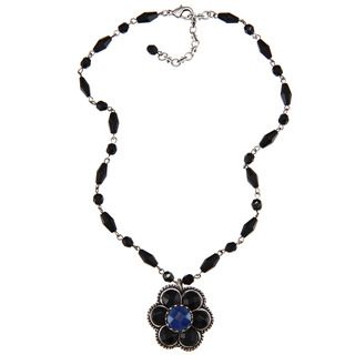Sweet Romance 1950s Black and Blue Glass Retro Daisy Necklace Sweet Romance Fashion Necklaces