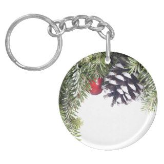 Christmas Wreath Pine Cone Red Berry Template Key Chains