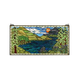 Lodge Tiffany Floral Sunset Meadow Stained Glass Window