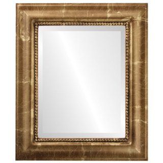 Ornate wood Rectangle Beveled Wall Mirror in a Gold Heritage style Champagne Gold Frame 17x21 outside dimensions   Wall Mounted Mirrors