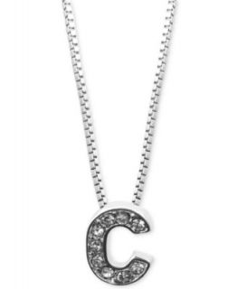 Anne Klein Silver Tone Pave Glass D Initial Pendant Necklace   Fashion Jewelry   Jewelry & Watches