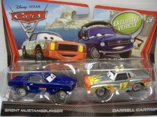 Disney / Pixar CARS 2 Movie Moments 155 Die Cast Car 2Pack Darrell Cartrip Brent Mustangburger 