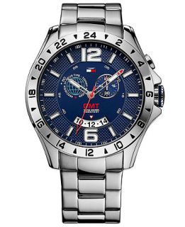 Tommy Hilfiger Mens GMT Stainless Steel Bracelet Watch 46mm 1790975   Watches   Jewelry & Watches