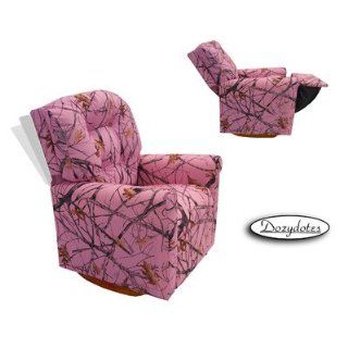 Four Button Rocker Kid's Recliner Upholstery Fabric   Camo Pink with True Timber   Childrens Chairs