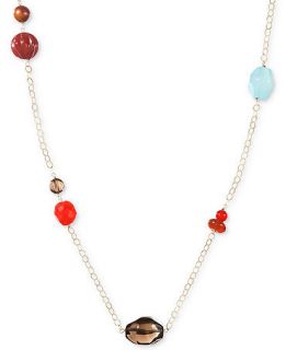 14k Gold over Sterling Necklace, Multi Stone (94 1/2 ct. t.w.) and Cultured Freshwater Pearl (8mm) Necklace   Necklaces   Jewelry & Watches