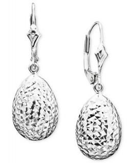 14k White Gold Leverback Earrings   Earrings   Jewelry & Watches