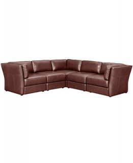 Ramiro Leather Modular Sectional Sofa, 5 Piece (3 Square Corner Units and 2 Armless Chairs) 109W x 109D x 33H   Furniture
