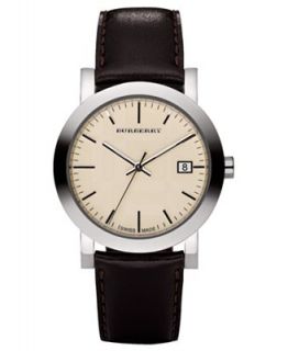 Burberry Watch, Mens Dark Brown Leather Strap 38mm BU1777   Watches   Jewelry & Watches