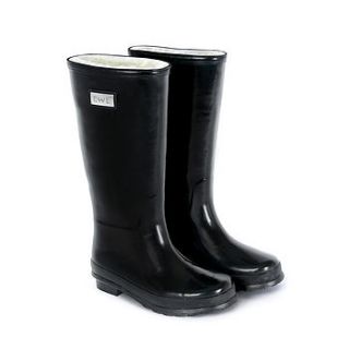 sheepskin lined wellingtons   onyx black by ewe style