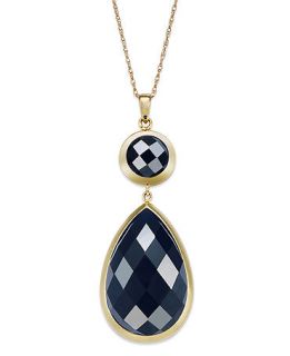 14k Gold Necklace, Faceted Onyx Double Drop Pendant (10 1/2 ct. t.w.)   Necklaces   Jewelry & Watches