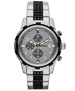 Fossil Mens Dean Black Silicone and Stainless Steel Bracelet Watch 45mm FS4888   Watches   Jewelry & Watches