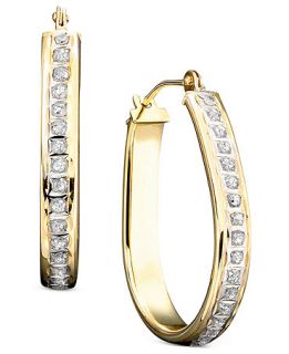 14k Gold Diamond Accented Pear Shaped Hoop Earrings   Earrings   Jewelry & Watches