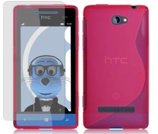 iTALKonline HTC Windows Phone 8S PINK Slim Grip Wave S Line TPU Gel Case Soft Skin Cover with Screen Protector and Microfibre Cloth Cell Phones & Accessories