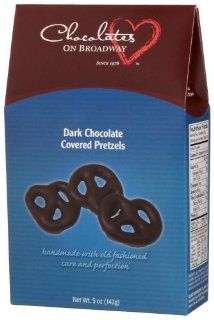Chocolates on Broadway Dark Chocolate Covered Mini Pretzels, 5 Ounce Boxes (Pack of 4)  Chocolate Covered Nuts  Grocery & Gourmet Food
