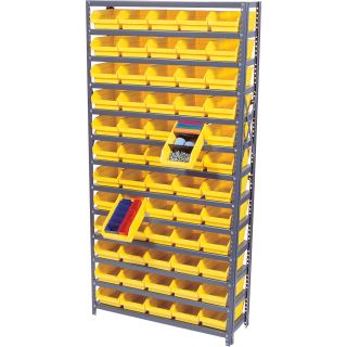 Quantum Storage 60 Bin Shelf Unit — 18in. x 36in. x 75in. Rack Size, Yellow, Model# 1875-104 YW  Single Side Bin Units