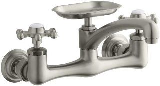 KOHLER K 149 3 BN Antique Wall Mount Kitchen Sink Faucet, Vibrant Brushed Nickel   Touch On Kitchen Sink Faucets  