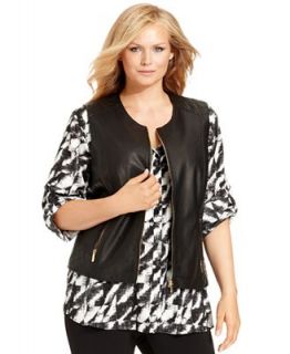 Calvin Klein Plus Size Sleeveless Faux Leather Vest   Jackets & Blazers   Plus Sizes
