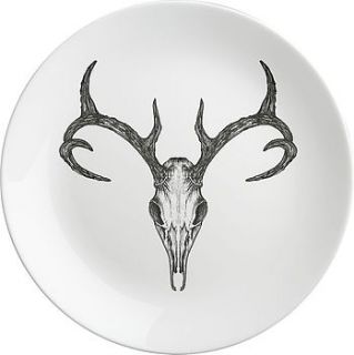 small stag skull plates   set of six by natural history