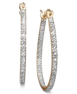 Victoria Townsend Diamond Earrings, 18k Rose Gold over Sterling Silver Diamond Oval Hoop Earrings (1/4 ct. t.w.)   Earrings   Jewelry & Watches