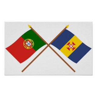 Crossed Flags of Portugal and Madeira Print