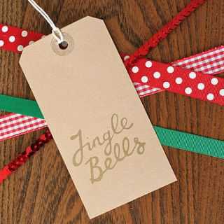 pack of eight 'jingle bells' christmas tags by the design conspiracy