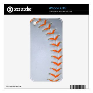 Orange Stitches Softball / Baseball Decals For The iPhone 4S