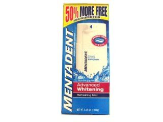 Mentadent Advanced Whitening Refreshing Mint Toothpaste with Baking Soda & Peroxide 50% More 5.25 oz/148.8g (3 Pack) incl. pump dispenser Health & Personal Care