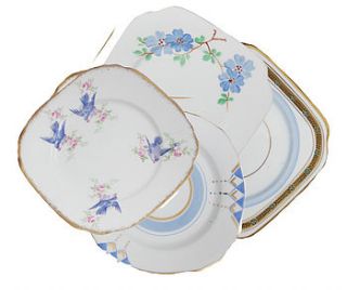 set of four gift wrapped cake plates by the vintage tea cup