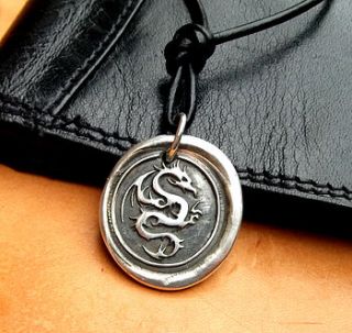 silver wax seal dragon necklace by claire gerrard designs