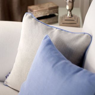 lilac and oatmeal linen cushion cover by jodie byrne
