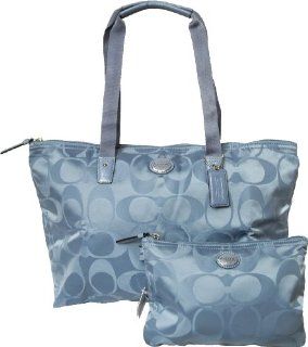 Coach Signature Nylon Packable Weekender Tote Silver / Periwinkle F77321 Shoes