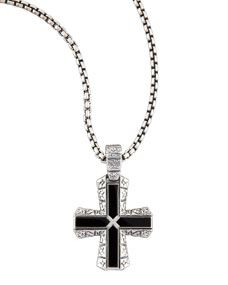 Stephen Webster Silver & Onyx Cross Pendant Necklace