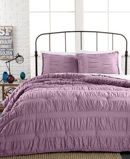 Ruched Stripes Lavender 2 Piece Twin Comforter Set   Bed in a Bag   Bed & Bath