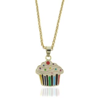 Molly and Emma 18k Gold Overlay Children's Enamel Cupcake Necklace Molly and Emma Children's Necklaces