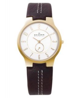 Skagen Denmark Watch, Mens Brown Leather Strap 433LSL1   Watches   Jewelry & Watches