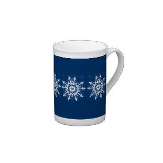 Blue and White Snowflake Container Porcelain Mugs