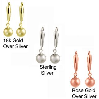 Mondevio Sterling Silver/ Gold Over Silver Shield and Bead Dangle Earrings Mondevio Sterling Silver Earrings